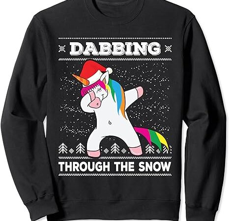 Dabbing through the snow dab unicorn ugly christmas sweater sweatshirt