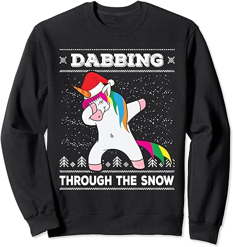 Dabbing Through The Snow Dab Unicorn Ugly Christmas Sweater Sweatshirt