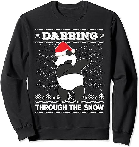 Dabbing Through The Snow Panda Dab Ugly Christmas Sweater Sweatshirt