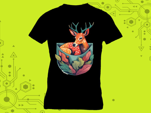 In pocket, pet in pocket, graphic,deer , deer in pocket, sublimation designs, t-shirt design, t-shirt design bundle, trendy design, poster