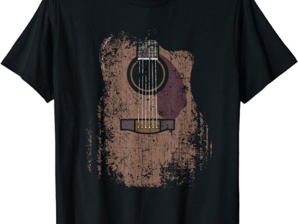 Distressed acoustic guitar vintage player rock & roll music t-shirt