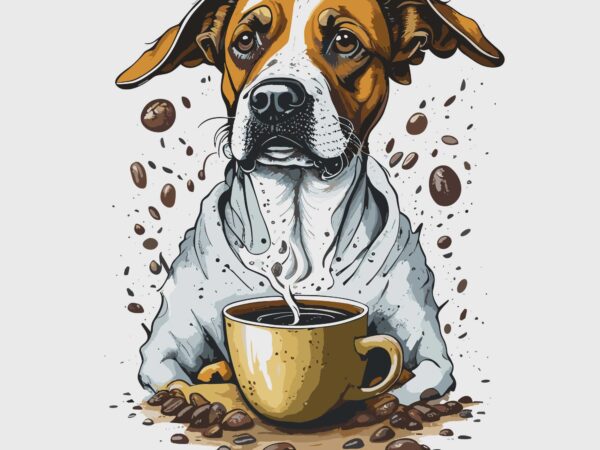 Dog coffe t shirt vector illustration