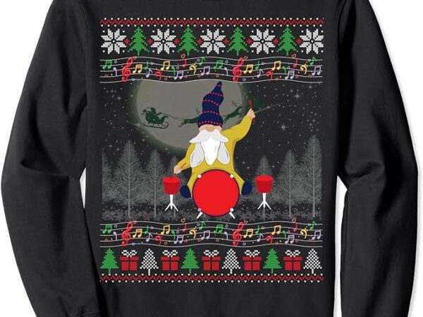 Drum ugly christmas sweater drummer gnome xmas family santa sweatshirt