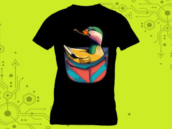 Pocket duck miniatures crafted exclusively for print on demand websites. this versatile collection is perfect for a myriad of creative task t shirt illustration