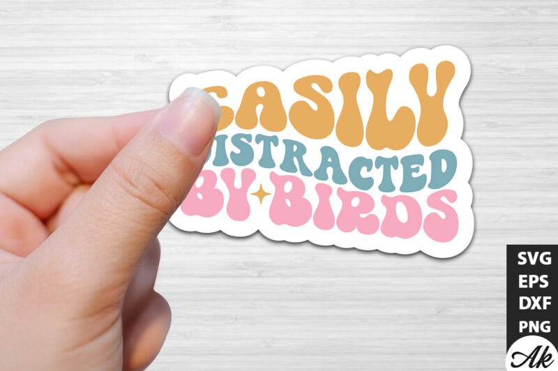 Easily distracted by birds Retro Stickers