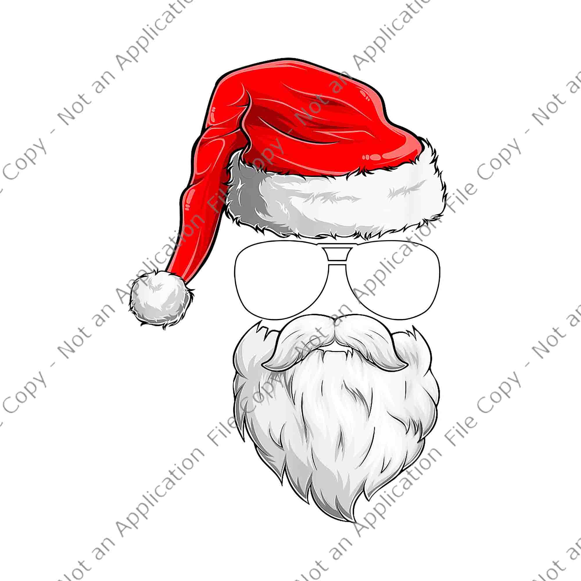 Christmas Santa Claus Face Sunglasses With Hat Beard Png, Santa Claus ...