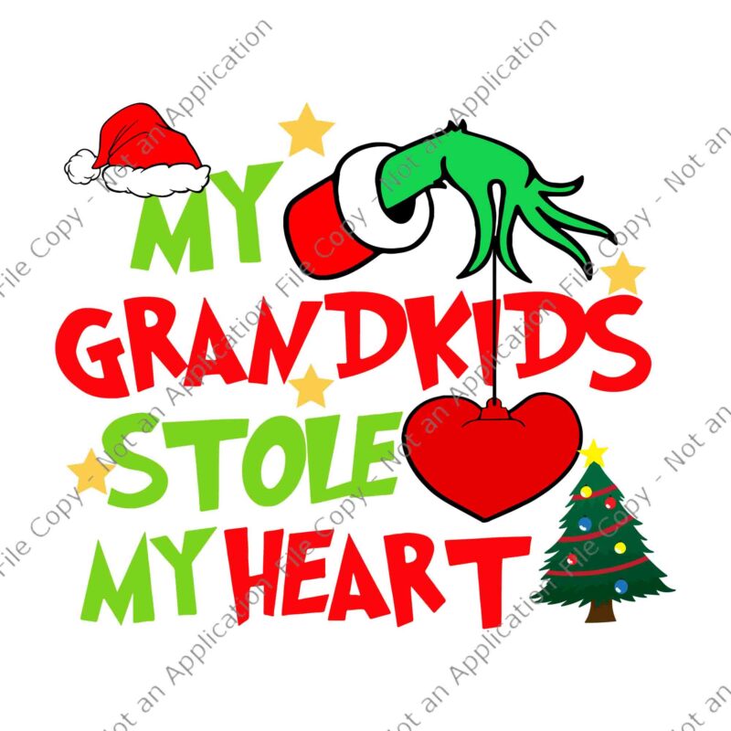 My Grandkids Stole My Heart Svg, Grandkids Svg, Grinch Christmas Svg