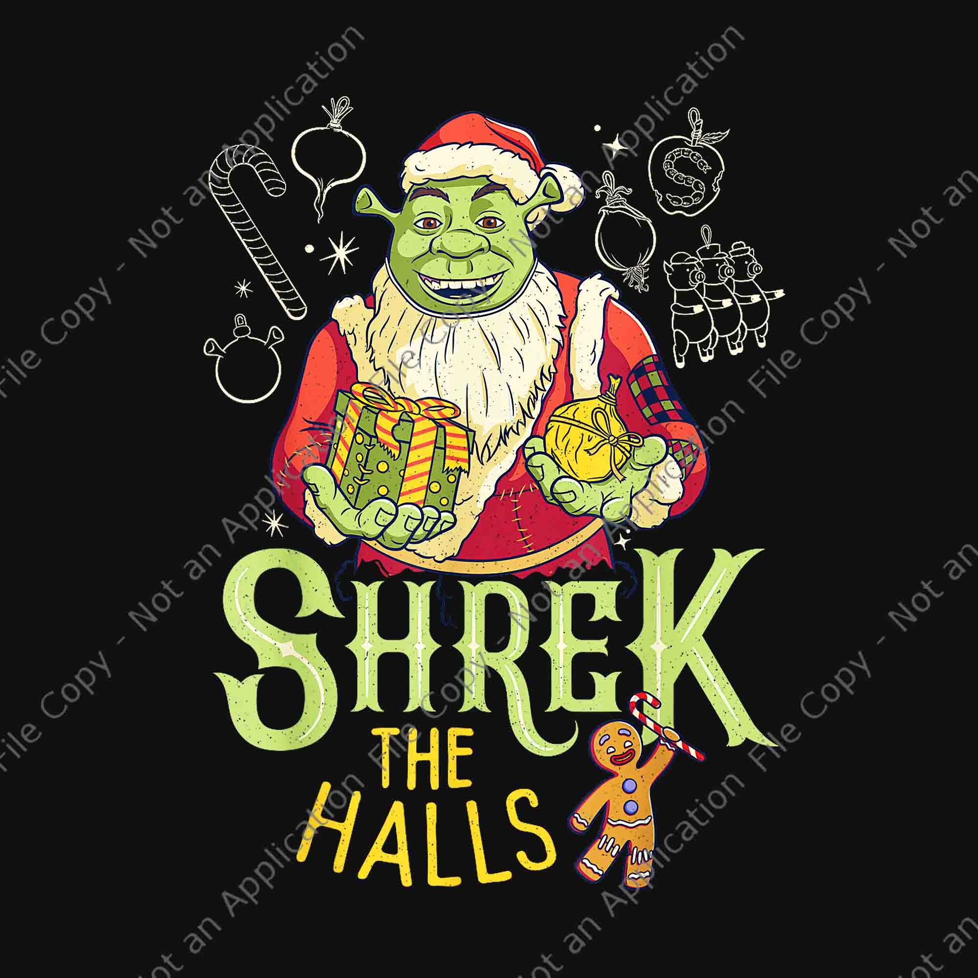 Shrek The Halls Gingy Png, Funny Shrek Santa Christmas Png, Movies ...