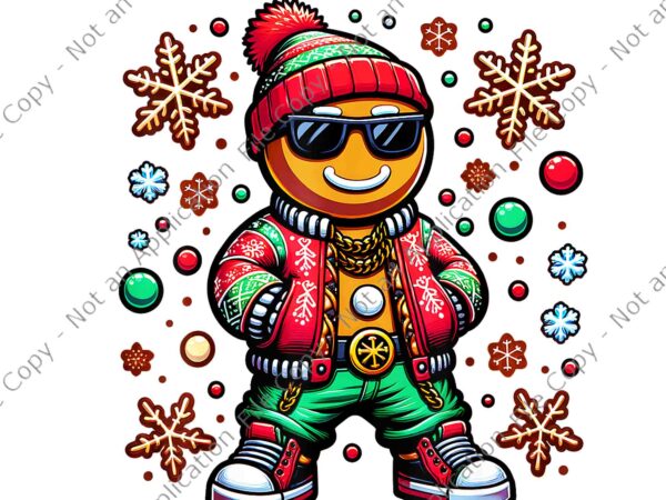 Hip hop gingerbread man png, gingerbread x-mas png, gingerbread christmas png graphic t shirt