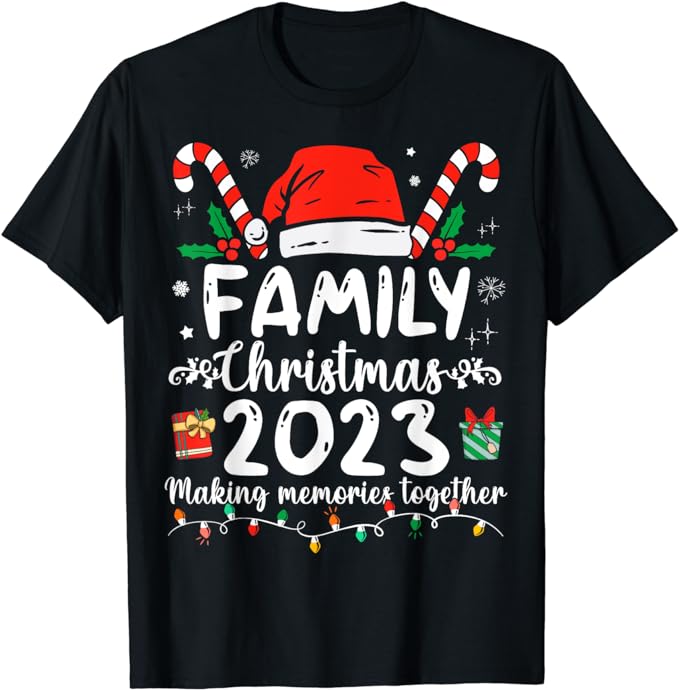 Family Christmas 2023 Matching Squad Santa Elf Funny Xmas T-Shirt