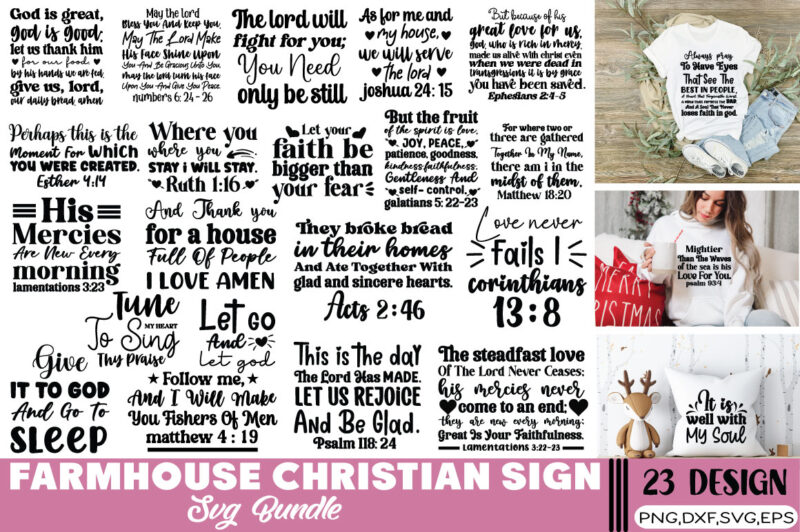 Farmhouse Christian Sign T-shirt Bundle Farmhouse Christian Sign SVG Bundle