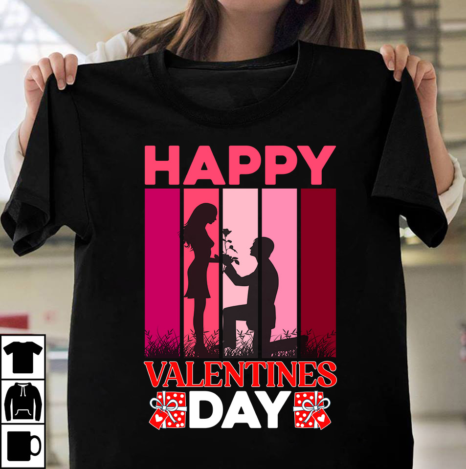 Happy Valentine Day T Shirt Design Mockup Merchandise Typography Stock