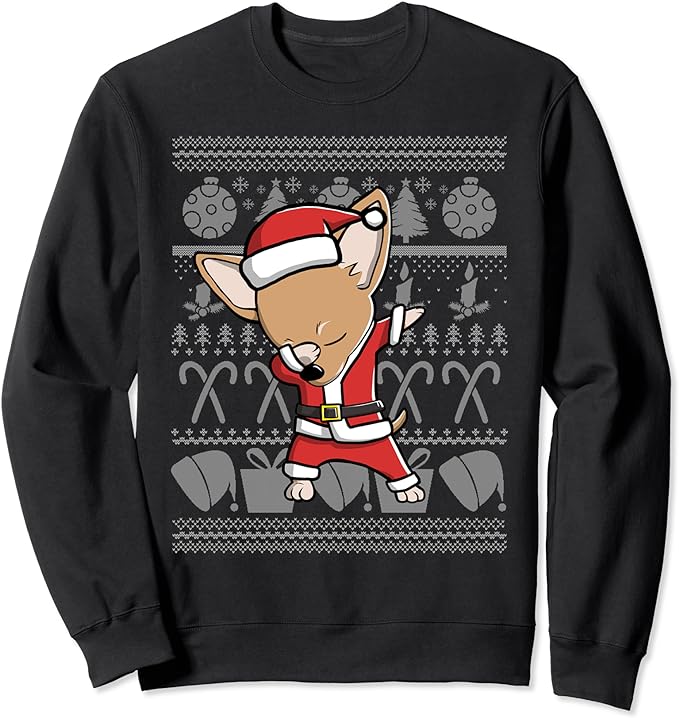 Funny Chihuahua Dabbing Dog Dab Ugly Christmas Sweatshirt