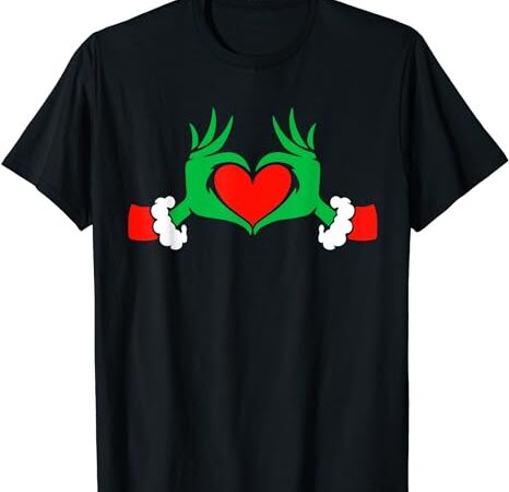 Funny elf with cute heart hands style christmas costumes t-shirt