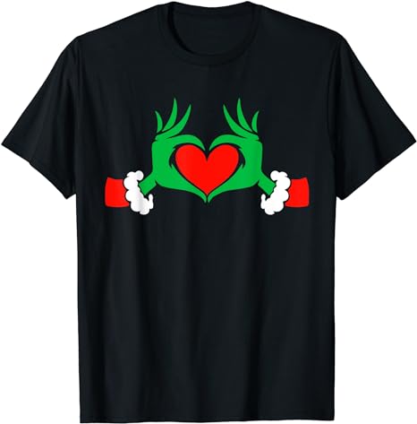 Funny Elf With Cute Heart Hands Style Christmas Costumes T-Shirt