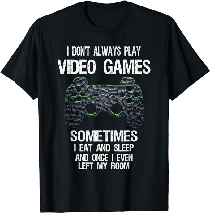 Funny Gamer Video Games Boys Teens T-Shirt - Classic Fit, Black, Cotton ...