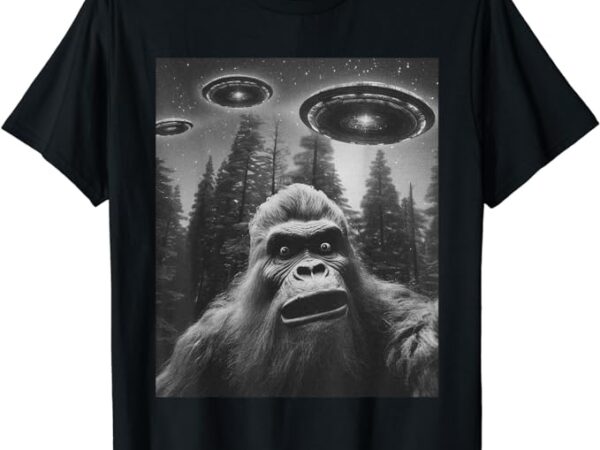 Funny graphic tee for men women bigfoot sasquatch alien ufo t-shirt