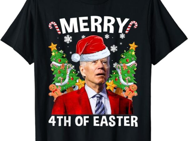 Funny joe biden christmas santa hat merry 4th of easter xmas t-shirt