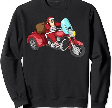 Funny santa claus christmas motorcycle biker men women gift sweatshirt