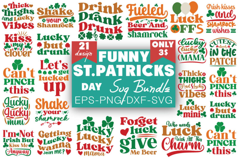 Funny St.patricks Day T-shirt Bundle Funny St.patricks Day Svg Bundle