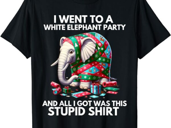 Funny white elephant gift wrapped elephant dumb gift t-shirt