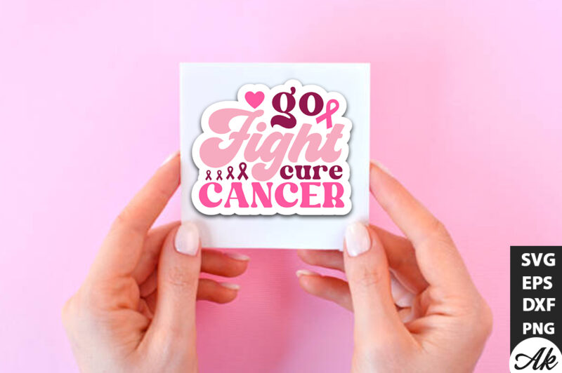 Go fight cure cancer Retro Stickers