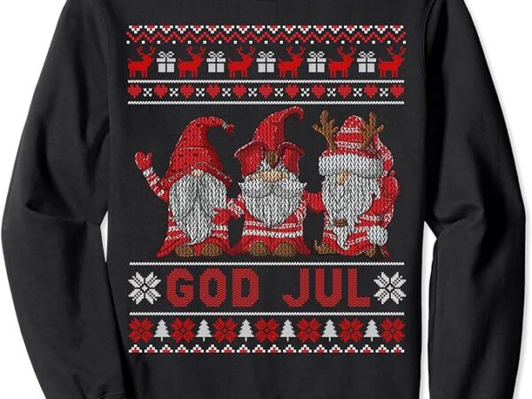 God jul gnome in red christmas ugly sweater gift sweatshirt