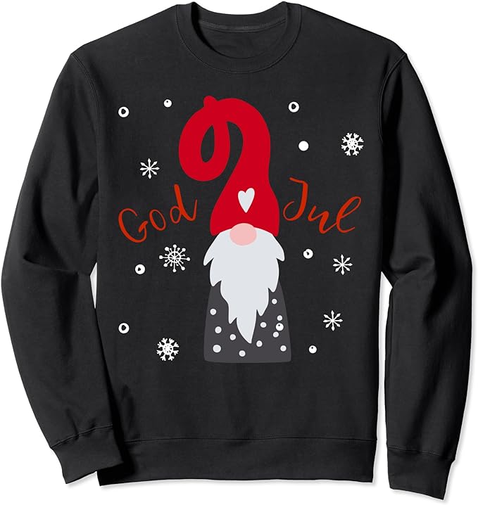 God Jul Gnome Tomte Tee Lefse Xmas Gift Santa Christmas Gift Sweatshirt