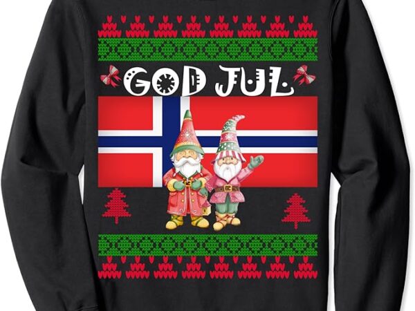 God jul ugly norway flag christmas scandinavian gnome sweatshirt