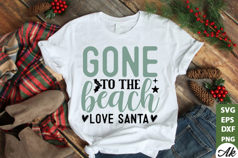 Gone to the beach love santa SVG