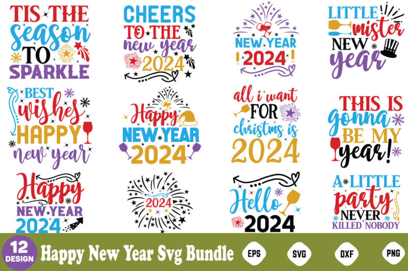 New Year Design Mega Bundle Happy New Year Svg Bundle, Heather Roberts Art, Cricut Cut Files, Instant Download, Sublimation Files, Silhouet