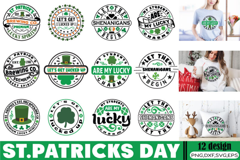 Round Vintage St Patricks Day T-shirt Bundle Round Vintage St Patricks Day SVG Bundle