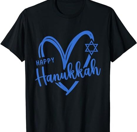 Heart happy hanukkah dreidel menorah jewish chanukah holiday t-shirt