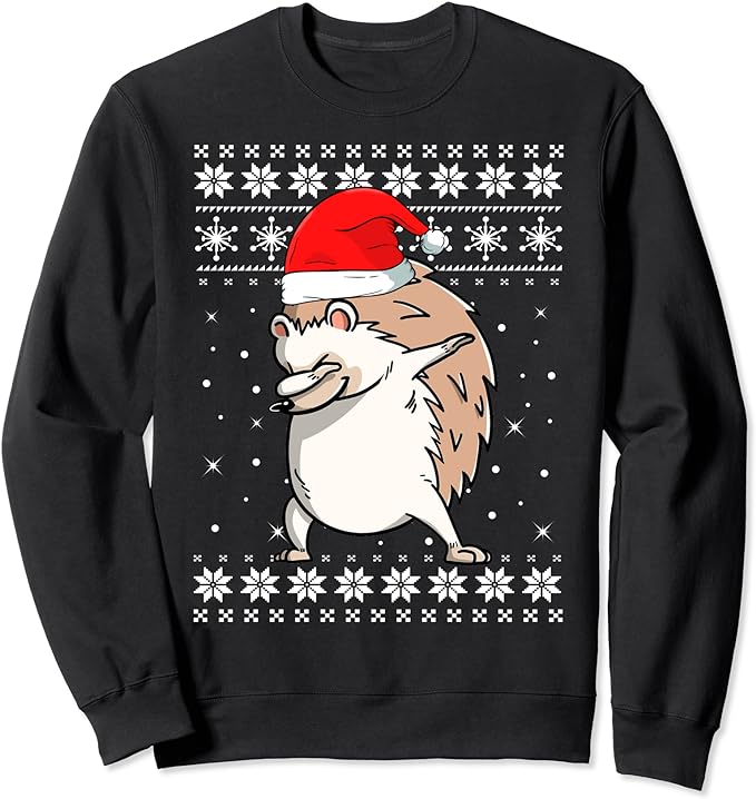 Hedgehog Dabbing Dance Ugly Sweater Christmas Pajamas Sweatshirt