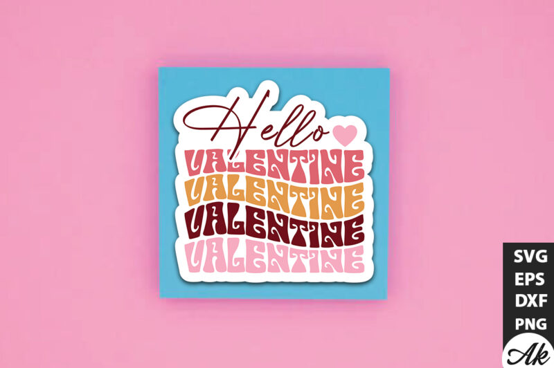 Hello valentine Retro Stickers Design