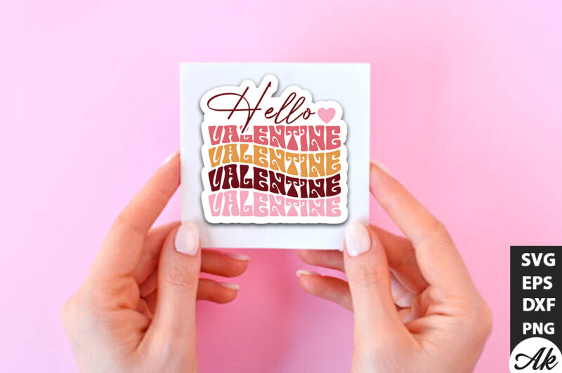 Hello valentine Retro Stickers Design