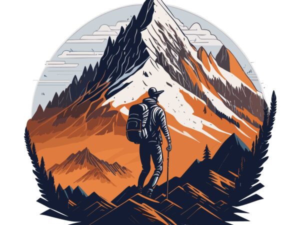 Mountain hiking t shirt designs for sale