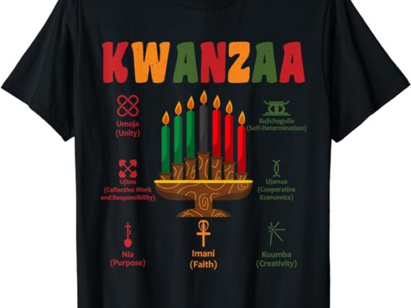 Kwanzaa kinara candles seven principles african kwanzaa kids t-shirt