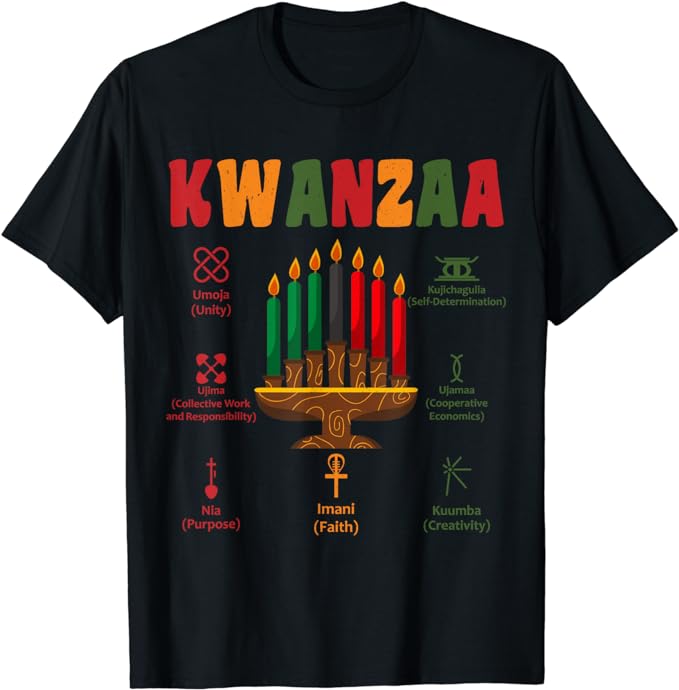 Kwanzaa kinara Candles Seven Principles African Kwanzaa kids T-Shirt