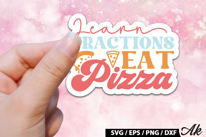 Learn fractions eat pizza Retro Stickers