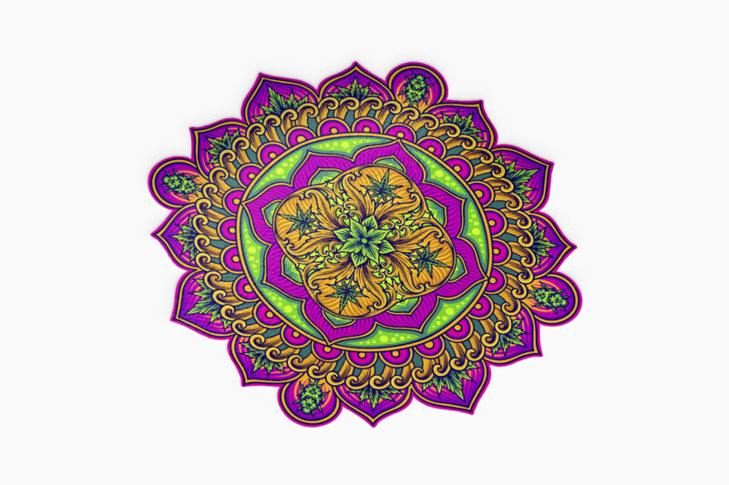 Weed leaf lotus mandala ornamental