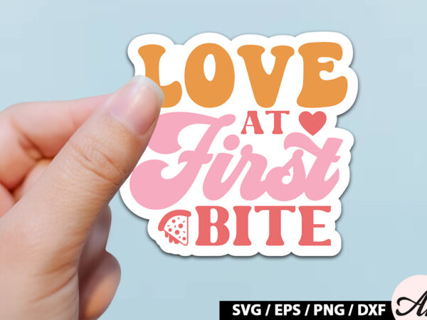 Love at first bite retro stickers t shirt vector graphic