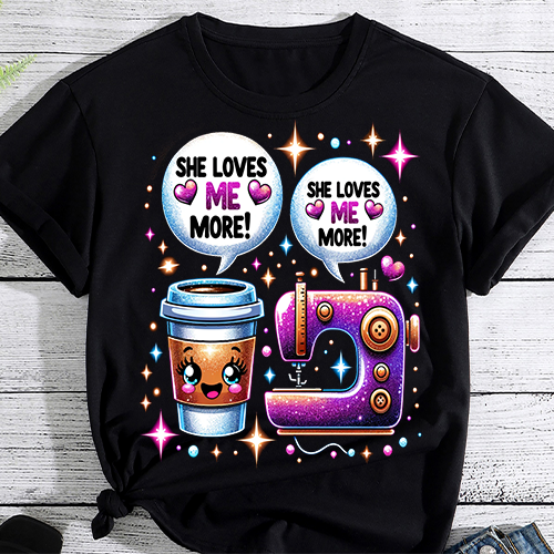 Sewing Machine Coffee Funny Sew Quilting Seamstress Sewer T-Shirt