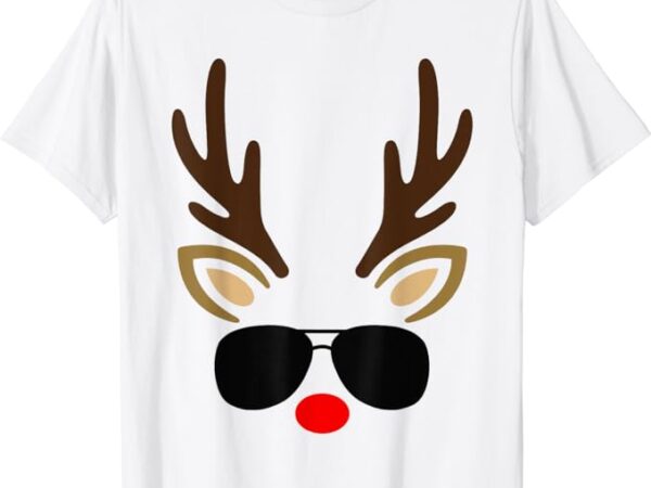 Mens reindeer face glasses christmas costume pajama boys kid t-shirt