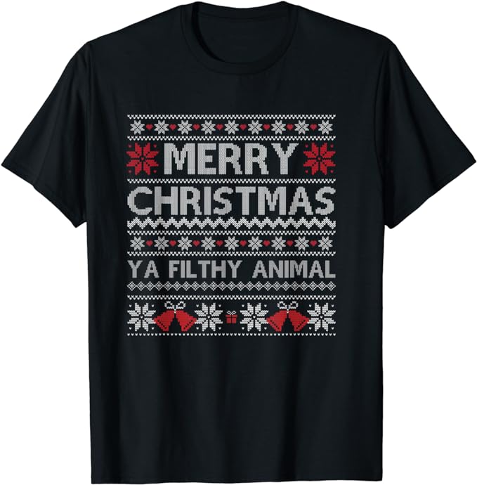 Merry Christmas Animal Filthy Ya Xmas Ugly Christmas T-Shirt