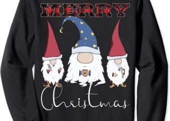 Merry Christmas – Gnomes & Coffee Lover Red Plaid Christmas Sweatshirt