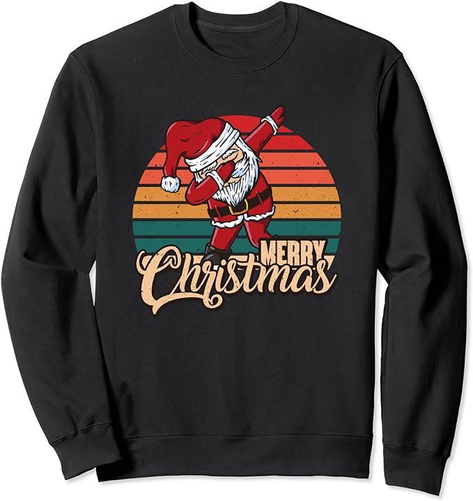 Merry Christmas Retro Vintage Dabbing Santa PJs Sweatshirt