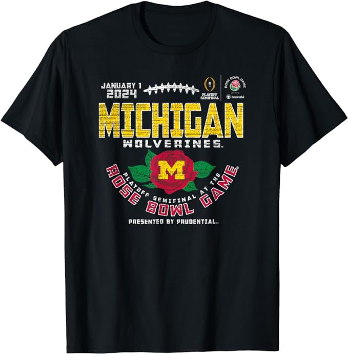 Michigan Wolverines Rose Bowl 2024 CFP Semi Vintage Flower T-Shirt