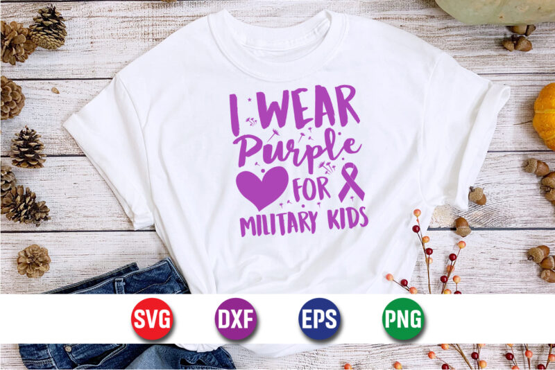 I Wear Purple For Military Kids