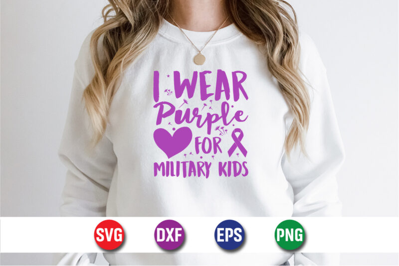 I Wear Purple For Military Kids